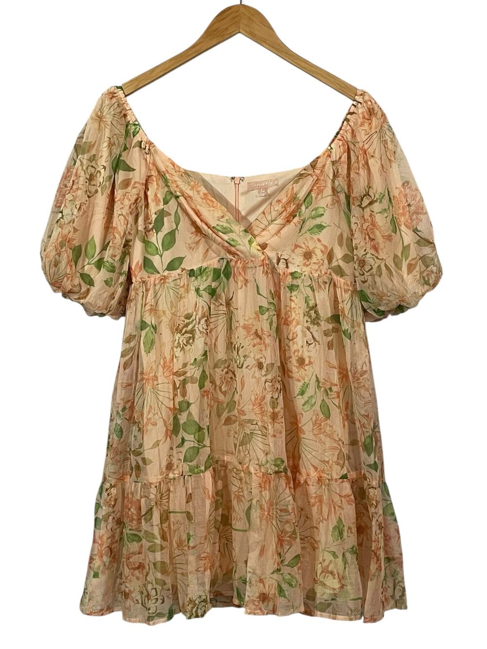 Lovecolette Floral Babydoll Dress - Peach - Medium